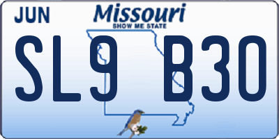 MO license plate SL9B3O