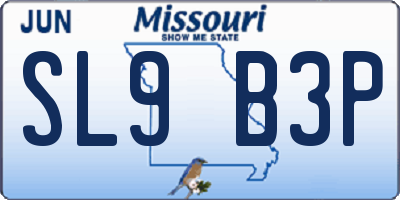 MO license plate SL9B3P