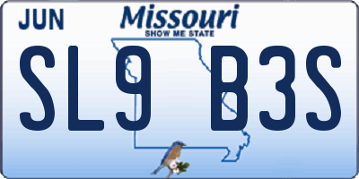 MO license plate SL9B3S
