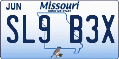 MO license plate SL9B3X