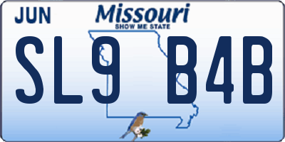 MO license plate SL9B4B