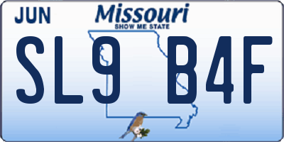 MO license plate SL9B4F