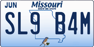 MO license plate SL9B4M