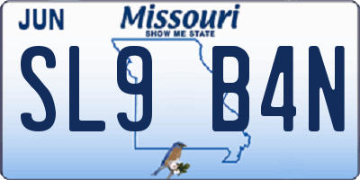 MO license plate SL9B4N