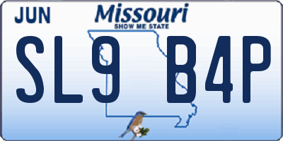 MO license plate SL9B4P