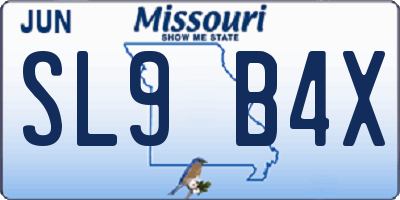 MO license plate SL9B4X
