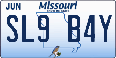 MO license plate SL9B4Y