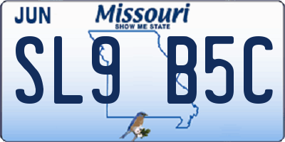MO license plate SL9B5C