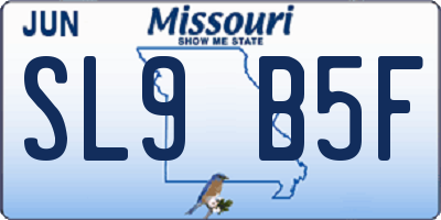 MO license plate SL9B5F