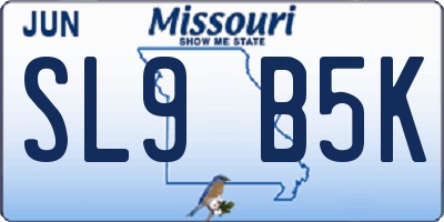 MO license plate SL9B5K