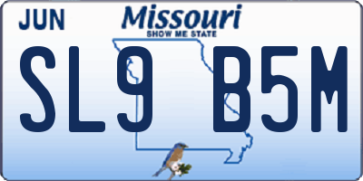 MO license plate SL9B5M