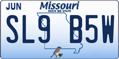 MO license plate SL9B5W