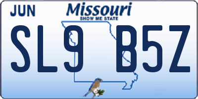 MO license plate SL9B5Z