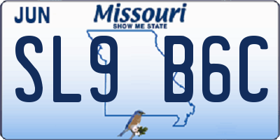 MO license plate SL9B6C