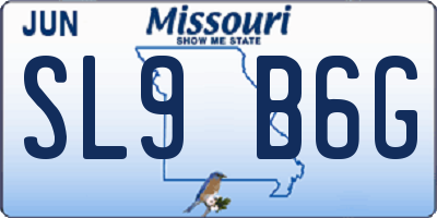 MO license plate SL9B6G