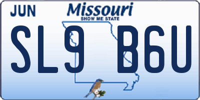 MO license plate SL9B6U