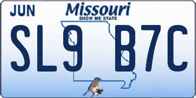 MO license plate SL9B7C
