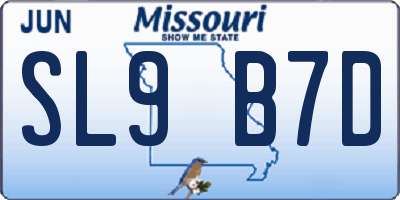 MO license plate SL9B7D