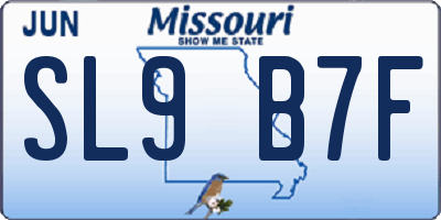 MO license plate SL9B7F