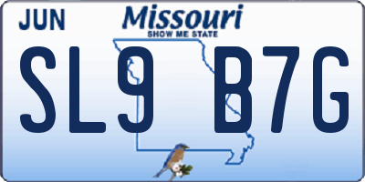 MO license plate SL9B7G