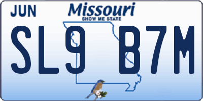 MO license plate SL9B7M