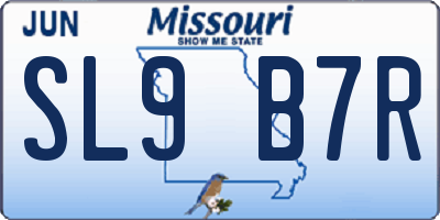 MO license plate SL9B7R