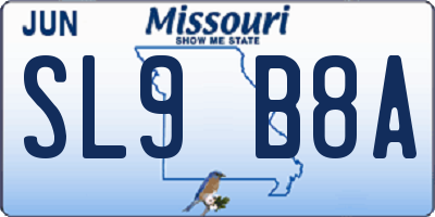MO license plate SL9B8A