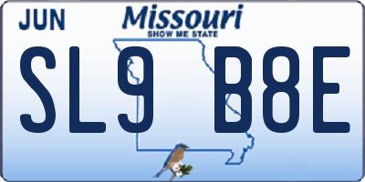 MO license plate SL9B8E