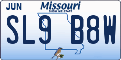 MO license plate SL9B8W