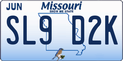 MO license plate SL9D2K