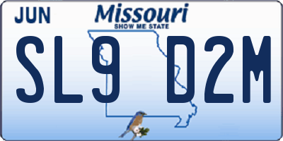 MO license plate SL9D2M