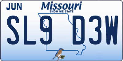 MO license plate SL9D3W