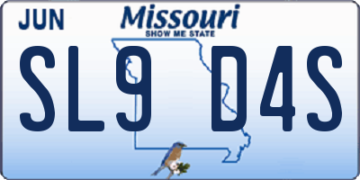 MO license plate SL9D4S