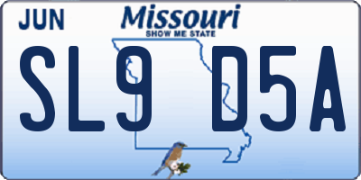MO license plate SL9D5A