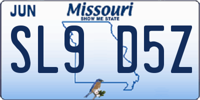 MO license plate SL9D5Z