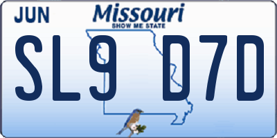 MO license plate SL9D7D