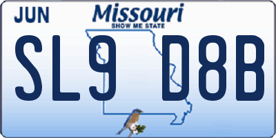 MO license plate SL9D8B