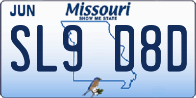 MO license plate SL9D8D