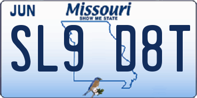 MO license plate SL9D8T