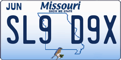 MO license plate SL9D9X