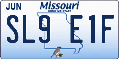 MO license plate SL9E1F
