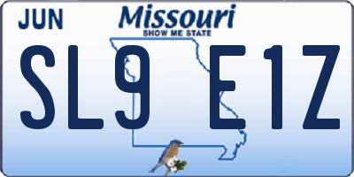 MO license plate SL9E1Z
