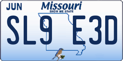 MO license plate SL9E3D