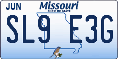 MO license plate SL9E3G