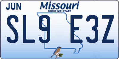MO license plate SL9E3Z