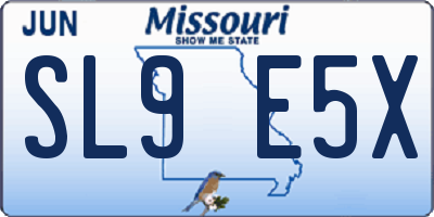 MO license plate SL9E5X