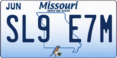 MO license plate SL9E7M