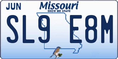 MO license plate SL9E8M