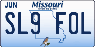 MO license plate SL9F0L