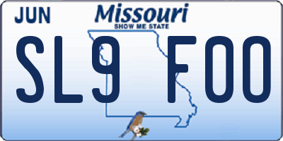 MO license plate SL9F0O